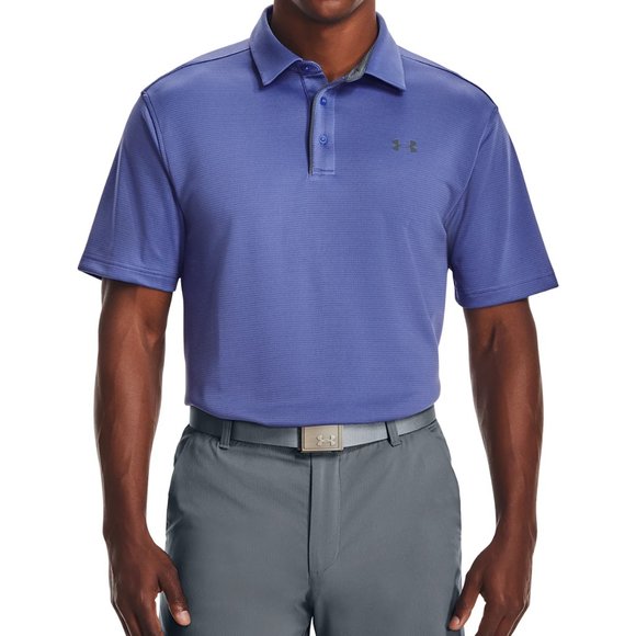 Under Armour Mens Tech Polo Shirt Starlight Grey Purple Activewear - Picture 1 of 4